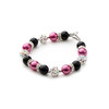 Bracelet 1 Rang en Perles Rose et Noir, Cristal et Plaqué Rhodium - vue V1