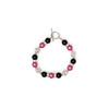 Bracelet 1 Rang en Perles Rose et Noir, Cristal et Plaqué Rhodium - vue V2