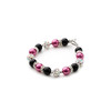 Bracelet 1 Rang en Perles Rose et Noir, Cristal et Plaqué Rhodium - vue V3