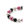 Bracelet 1 Rang en Perles Rose et Noir, Cristal et Plaqué Rhodium - vue V4