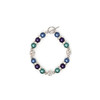 Bracelet 1 Rang en Perles Bleu et Violet, Cristal et Plaqué Rhodium - vue V2