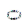 Bracelet 1 Rang en Perles Bleu et Violet, Cristal et Plaqué Rhodium - vue V3