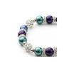 Bracelet 1 Rang en Perles Bleu et Violet, Cristal et Plaqué Rhodium - vue V4