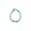 Bracelet 1 Rang en Perles Bleues, Cristal et Plaqué Rhodium - vue V2