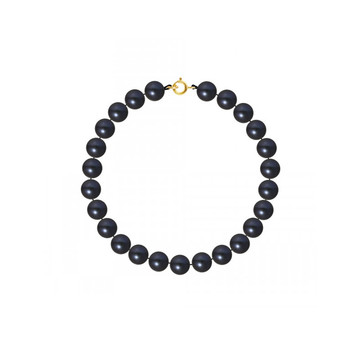 Bracelet Femme Perles de culture d'eau douce Noires AA et Fermoir Or jaune 750/1000