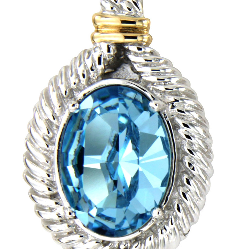 Pendentif en Argent 925 orné de cristal de Swarovski Bleu - vue 2