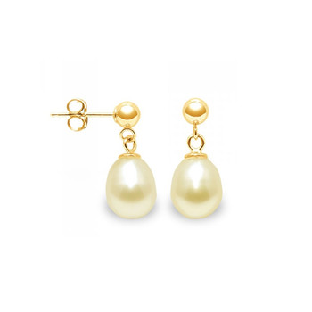 Boucles d'Oreilles Femme pendantes Perles de Culture Dorées et or jaune 750/1000