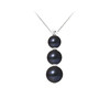 Collier Femme en Argent Massif 925/1000 et 3 Perles de Culture d'eau douce Noires - vue V1