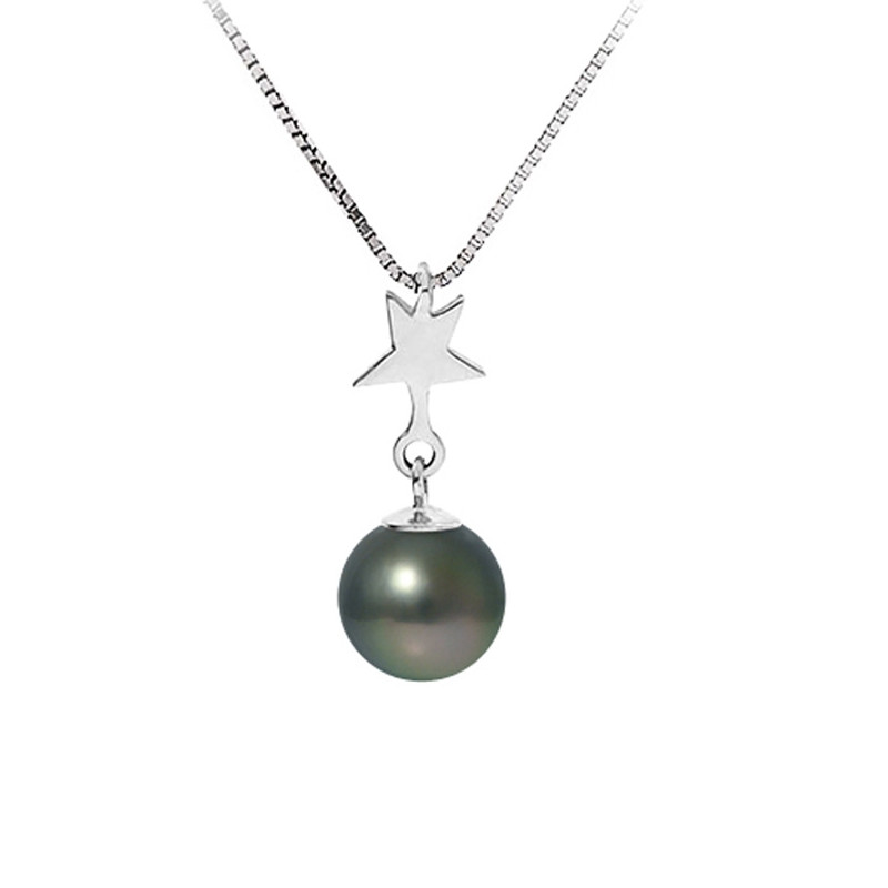 Collier Pendentif Etoile Perle de Tahiti et Chaine en Argent Massif 925