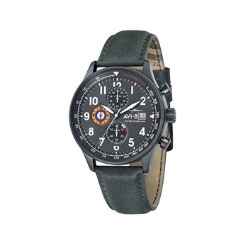 Montre homme quartz japonais chronographe AVI-8 - Bracelet cuir véritable - Date