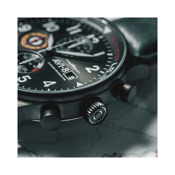 Montre homme quartz japonais chronographe AVI-8 - Bracelet cuir véritable - Date