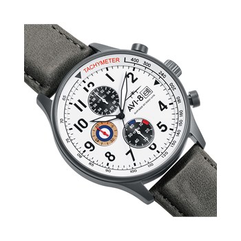Montre homme quartz japonais chronographe AVI-8 - Bracelet cuir véritable - Date