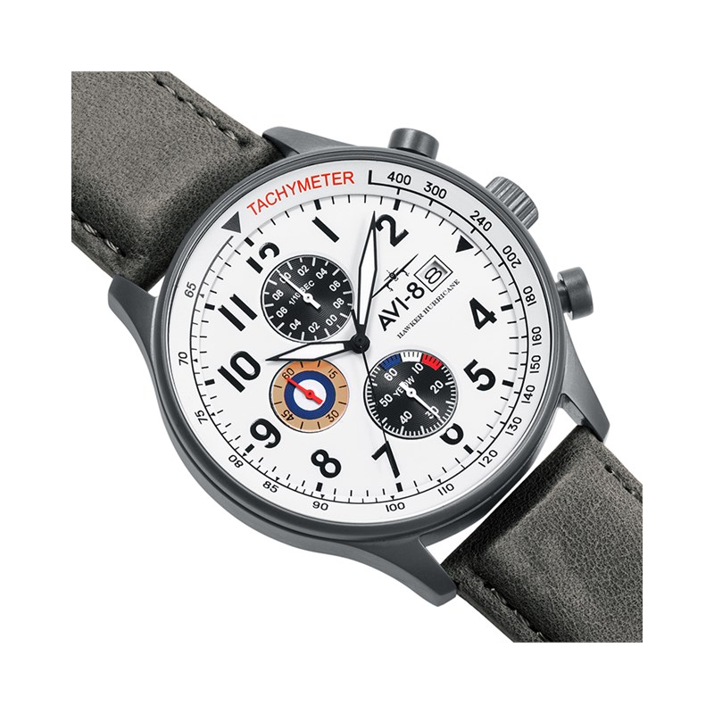 Montre homme quartz japonais chronographe AVI-8 - Bracelet cuir véritable - Date - vue 4