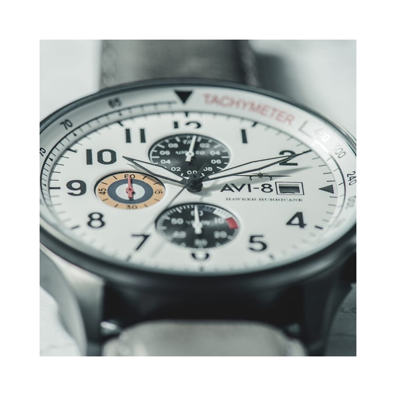 Montre homme quartz japonais chronographe AVI-8 - Bracelet cuir véritable - Date - vue 5