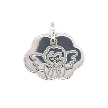 Médaille Brillaxis ange nuage or blanc 9 carats