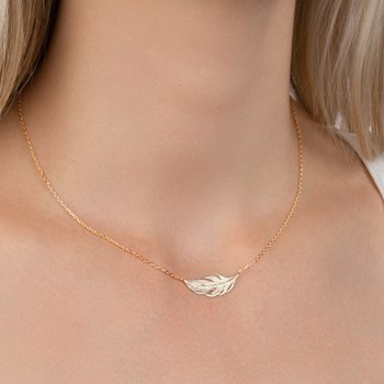 Collier Brillaxis plume plaqué or