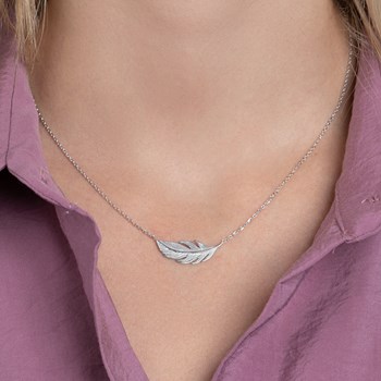 Collier Brillaxis plume argent