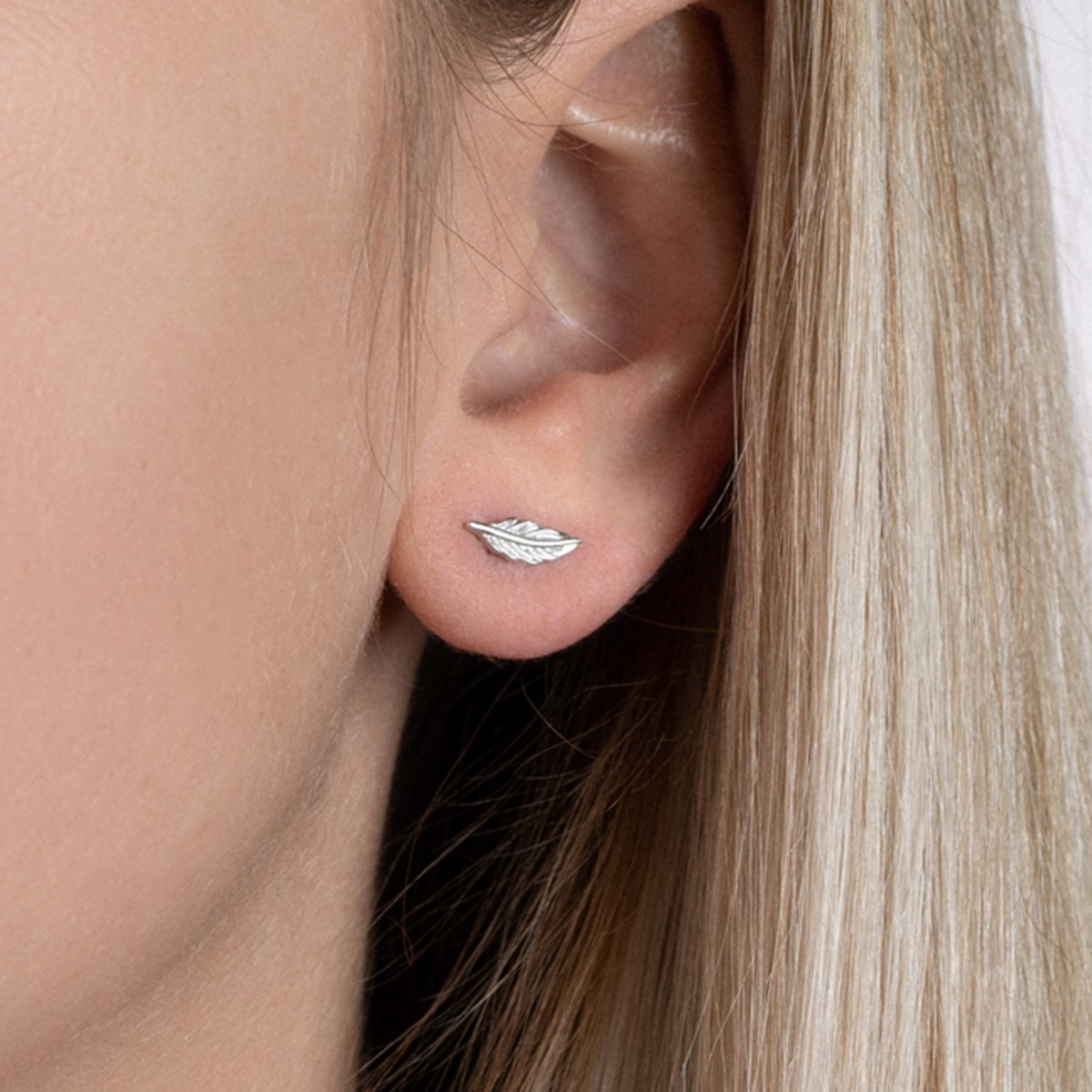 Boucles d'oreilles Brillaxis Plumes argent - vue 2