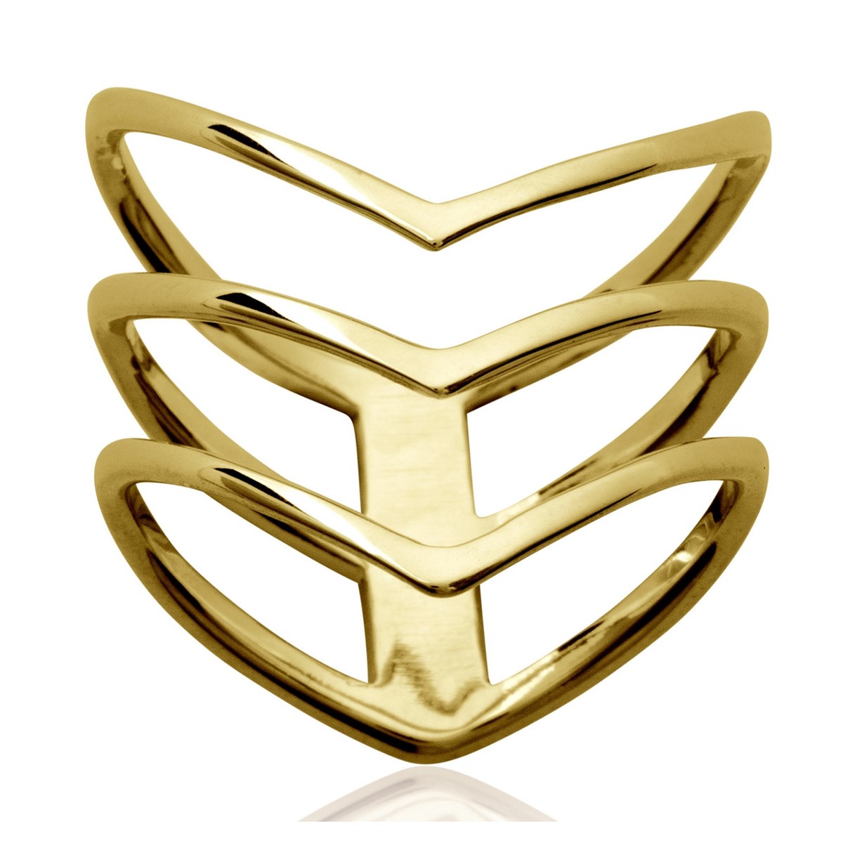 Bague Brillaxis triple V dorée