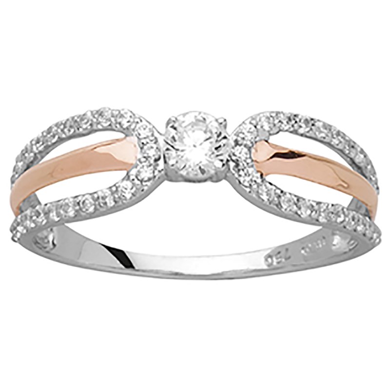 Bague Brillaxis or bicolore 18 carats empierrée - vue 2