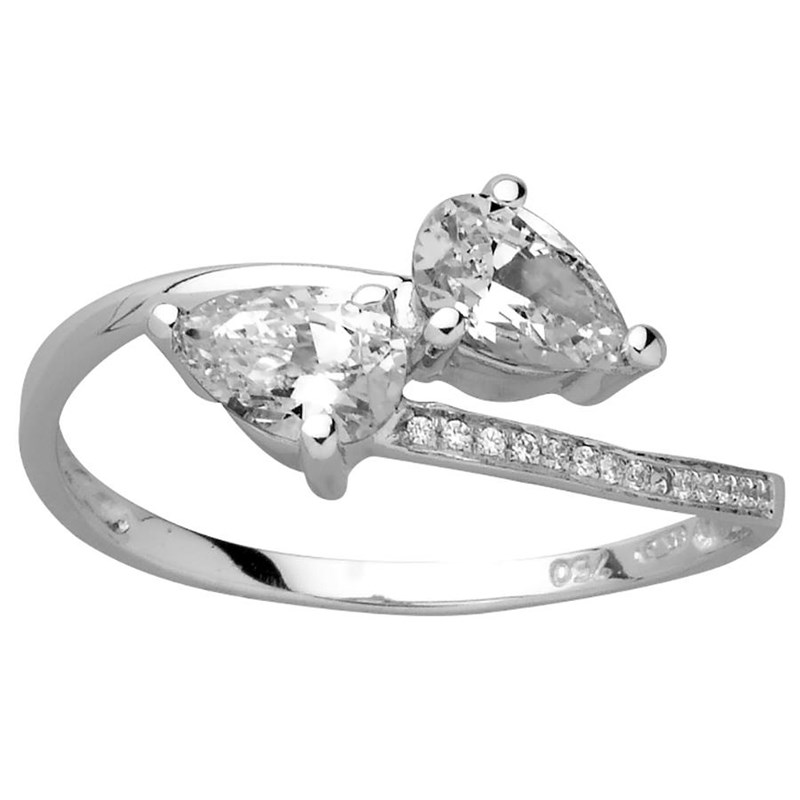Bague Brillaxis toi et moi pierres blanches - vue 2