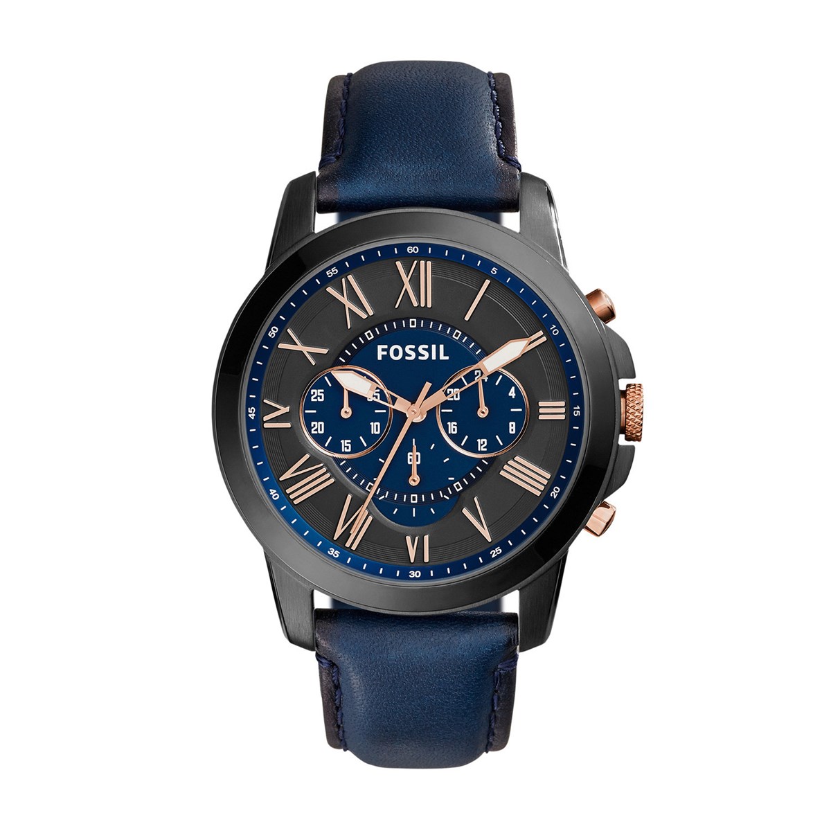 Montre Fossil Grant cuir bleu