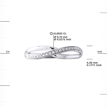 Alliance Croisée Diamants 0,034 Cts Or Blanc