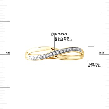 Alliance Croisée Diamants 0,034 Cts Or Jaune