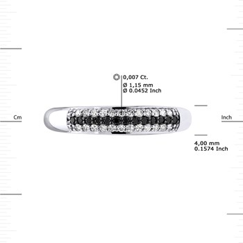 Alliance Diamants Noirs et Blancs 0,260 Cts Or Blanc