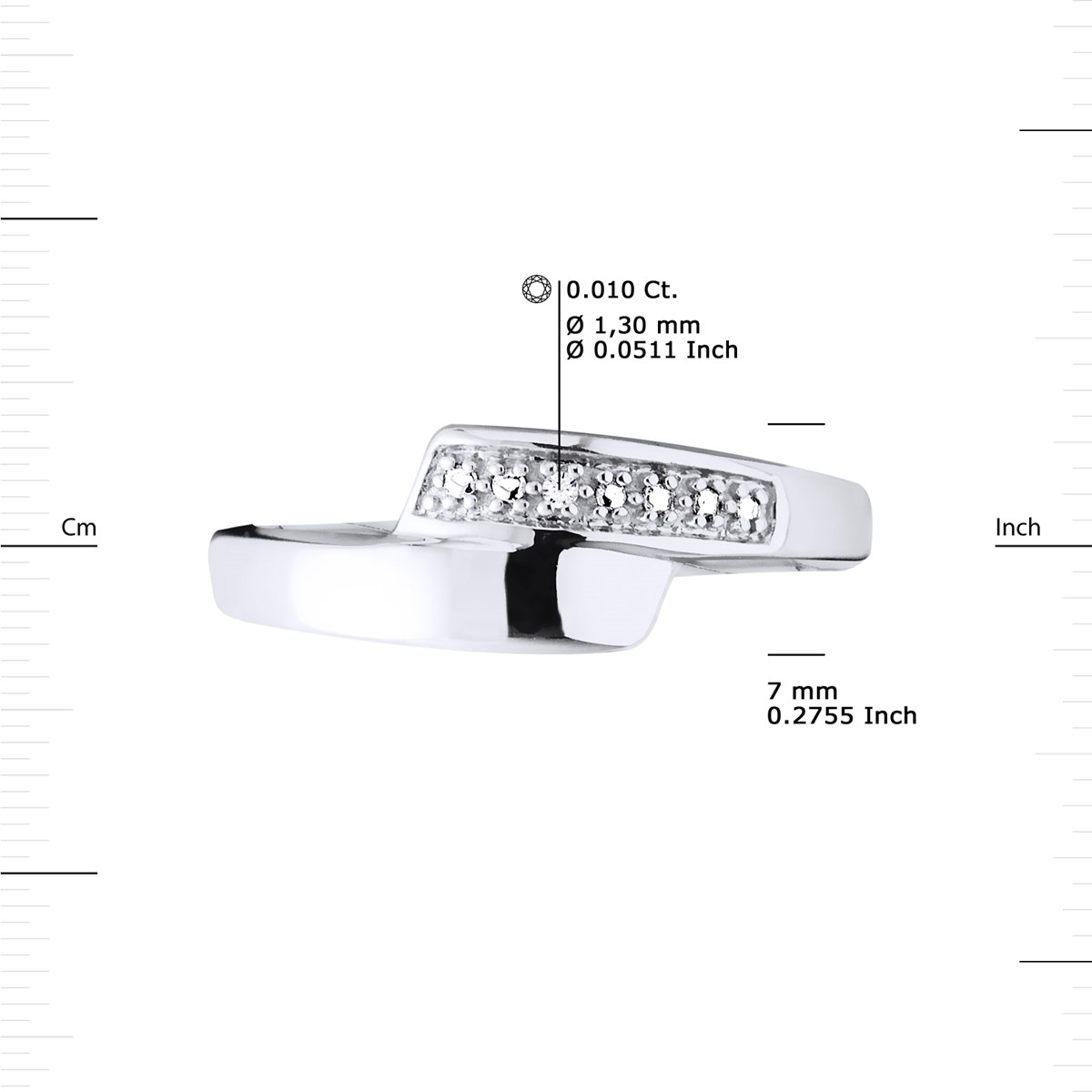 Bague Diamants 0,010 Cts Or Blanc - vue 3