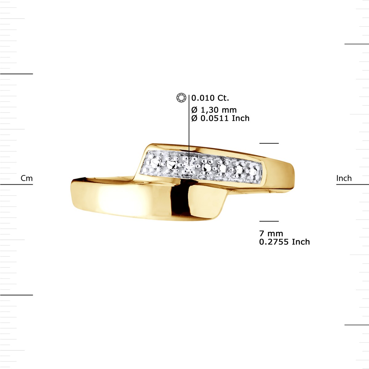 Bague Diamants 0,010 Cts Or Jaune - vue 3