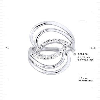 Bague Volutes Diamants 0,20 Cts Or Blanc