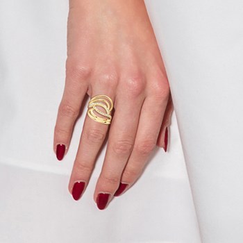 Bague Volutes Diamants 0,20 Cts Or Jaune