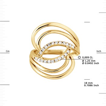 Bague Volutes Diamants 0,20 Cts Or Jaune