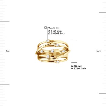 Bague Satelis Diamants 0,140 Cts Or Jaune