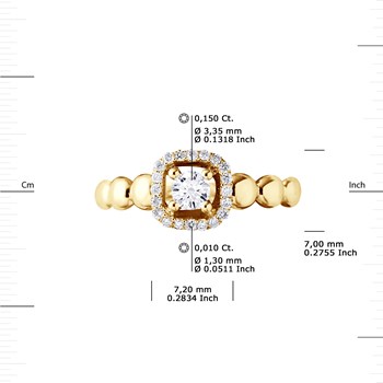 Solitaire Diamants 0,33 Cts Joaillerie Prestige Or Jaune