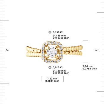 Solitaire Diamants 0,33 Cts Joaillerie Prestige Or Jaune
