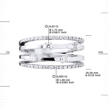 Bague Diamants 0,32 Cts Satellite Joaillerie Or Blanc