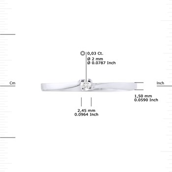 Solitaire Diamant 0,03 Cts Joaillerie Or Blanc