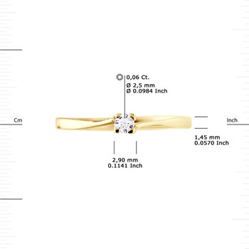 Solitaire Diamant 0,06 Cts Joaillerie Or Jaune