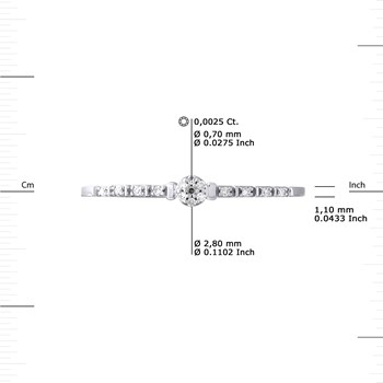 Solitaire Diamant 0,014 Cts épaulé Or Blanc