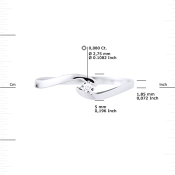 Solitaire Diamant 0,080 Cts Or Blanc 18 Carats