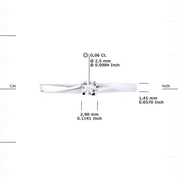 Solitaire Diamant 0,060 Cts 4 Griffes Or Blanc 18 Carats