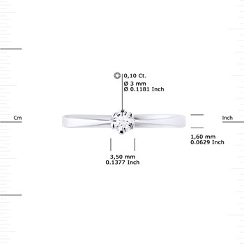 Solitaire Diamant 0,10 Cts 4 Griffes Or Blanc 18 Carats