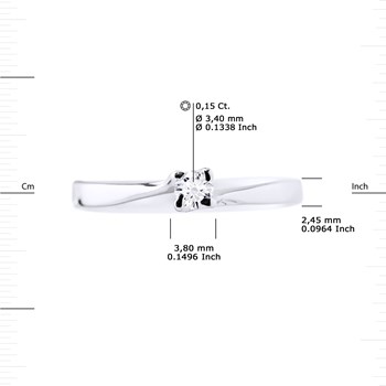 Solitaire Diamant 0,15 Cts 4 Griffes Or Blanc 18 Carats