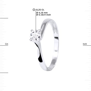 Solitaire Diamant 0,25 Cts 4 Griffes Or Blanc 18 Carats