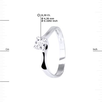 Solitaire Diamant 0,30 Cts 4 Griffes Or Blanc 18 Carats