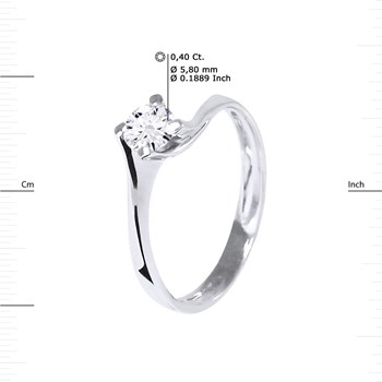 Solitaire Diamant 0,40 Cts 4 Griffes Or Blanc 18 Carats