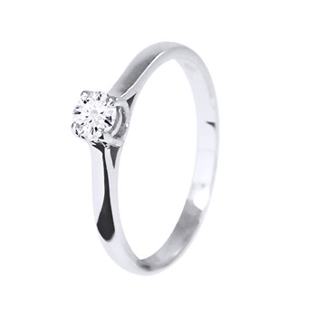 Solitaire Diamant 0,20 Cts 4 Griffes Or Blanc 18 Carats