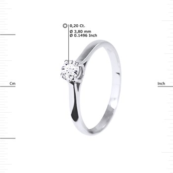 Solitaire Diamant 0,20 Cts 4 Griffes Or Blanc 18 Carats